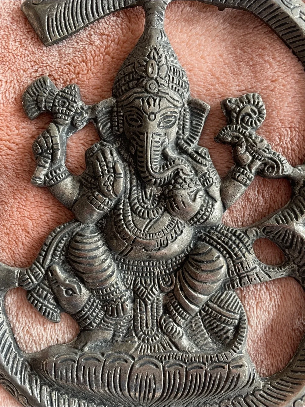 Metal Ganesh Om Wall Hanging - Black Decorative Home Wall Decor